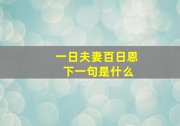 一日夫妻百日恩 下一句是什么